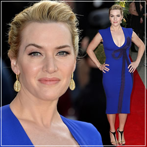 Kate Winslet Puts on a Busty Display in Chic Blue Dress