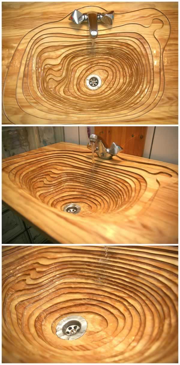 Topographically inspired bathroom sink