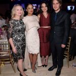 Cathleen Sutherland, Tessa Thompson in Ashi Studio, Jenny Slate in a Roksanda skirt and top, and Ellar Coltrane