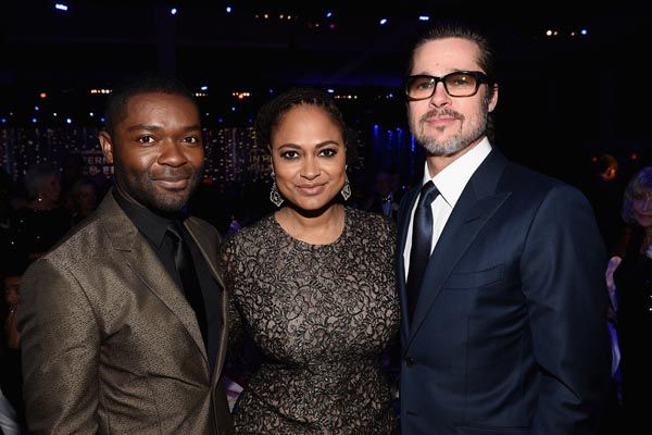 David Oyelowo in Calvin Klein Collection with Ava DuVernay and Brad Pitt