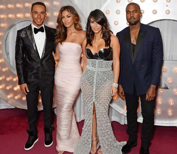 Lewis and Nicole posed with Kim and Kanye