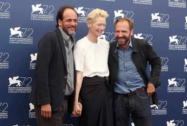 Luca Guadagnino, Tilda Swinton and Ralph Fiennes