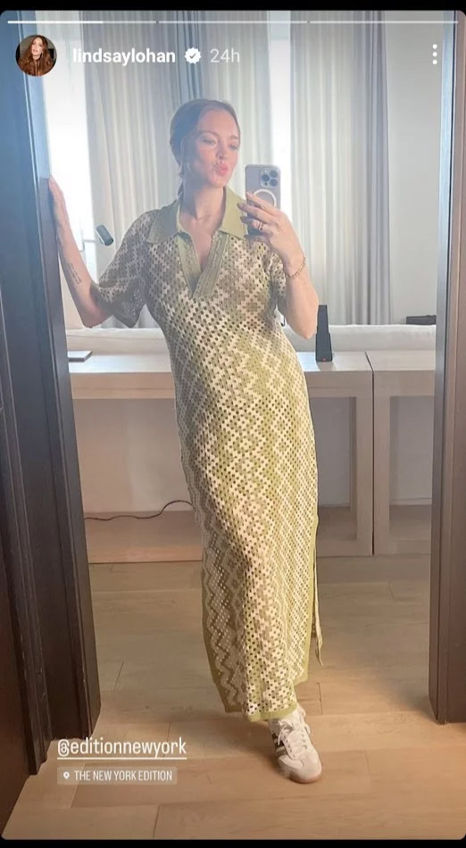 Lindsay Lohan Crochet Maxi Dress